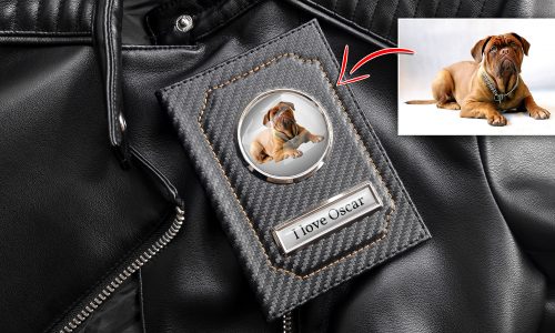 Car documents holder black with the dog photo