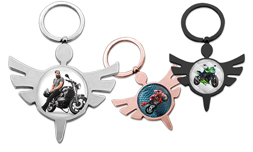 Personalizowany brelok aniołek ze zdjęciem motocykla i jego właściciela!
