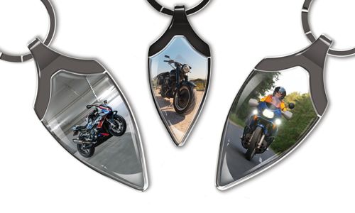 Wąski breloczek do kluczy ze zdjęciem motocykla dla ciebie