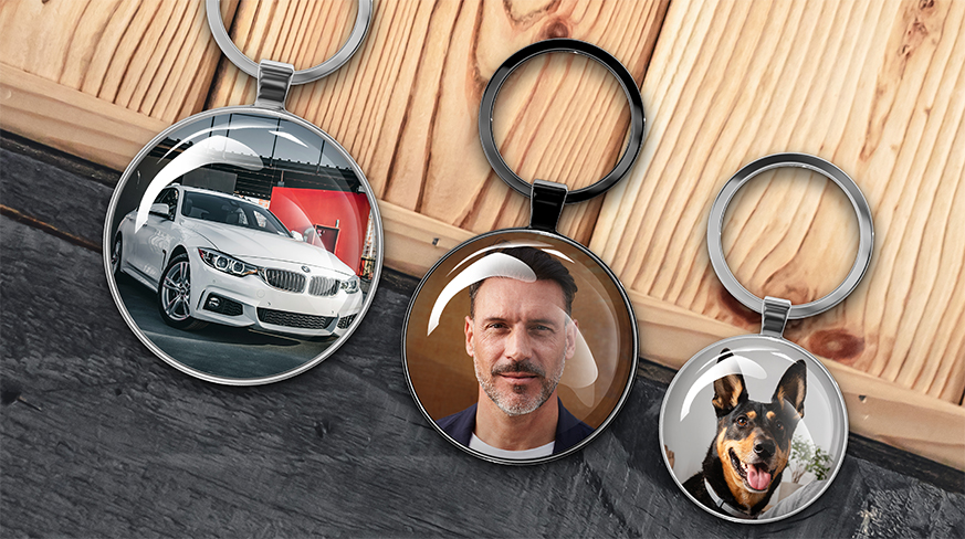Individueller runder Schlüsselanhänger mit gedrucktem Foto