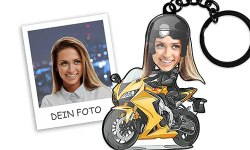 Personlig nøglering Tegneserie Moto Kvinde