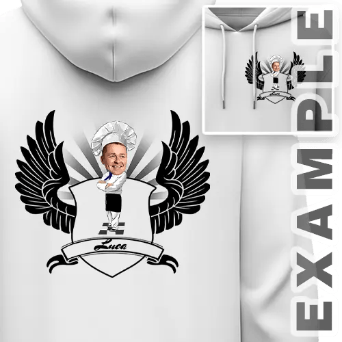 Felpa con cappuccio personalizzata con design di scudo a fumetti hobby professione