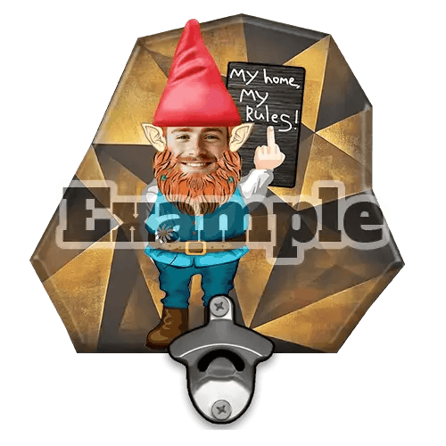 Apribottiglie da parete personalizzato con gnomo da giardino