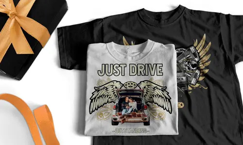 Individuelles T-Shirt mit Auto-Motiv für Paare