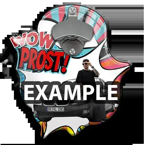 Apribottiglie da parete con foto a fumetto