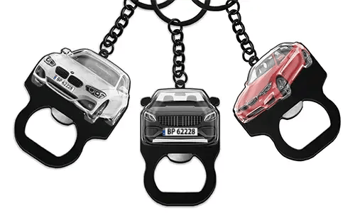 Flaskeåpner-nøkkelring med bil