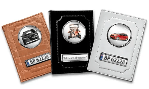 Porta documenti auto standard con auto/foto e targa per tua sorella
