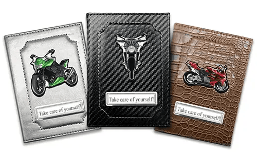 Pokrowiec na dokumenty z sylwetką motocykla