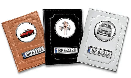 Standaard autodocumentenhouder voor oma met auto/foto en kenteken