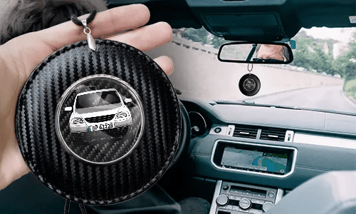 Autospiegelanhänger Rund - Carbon