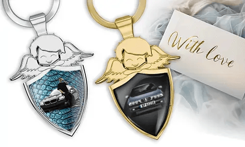Personalised angel keychain shield - gift for your boyfriend