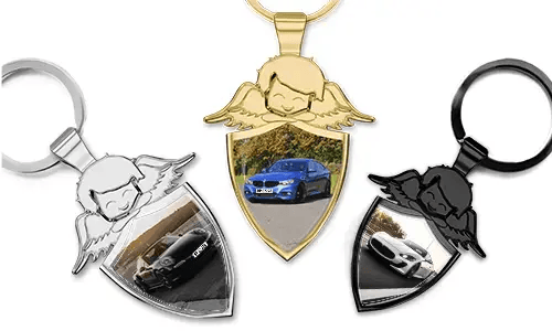 Porte-clés ange gardien avec votre photo de voiture