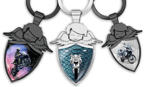Llavero de ángel personalizado - regalo para un amante de motocicletas