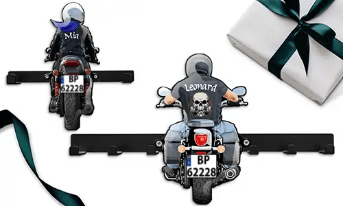 Personalizowany wieszak na klucze motocyklowy dla twojej drugiej połówki z jego/jej imieniem