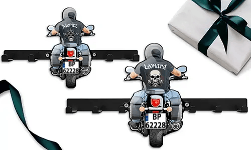 Miglior regalo per te - Supporto per chiavi da moto con il tuo nome e targa
