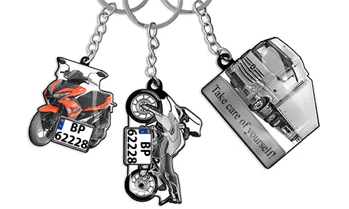 Porte-clés voiture Texte Moto