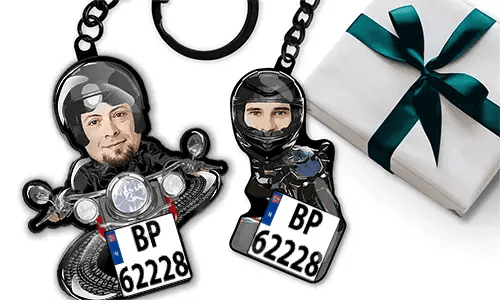 Motorcycle-keychain with grandpa face