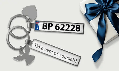 Personalized license plate keychain for couples