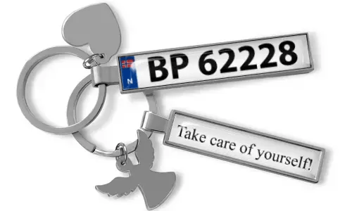 Gepersonaliseerde motor-sleutelhanger met gegraveerd label