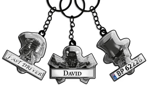 Porte-clés Tête de Mort et Plaque d'Immatriculation