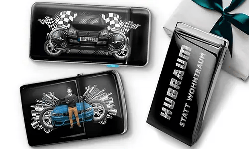Tuning-Feuerzeug mit Auto/Foto und Nummernschild für deinen Sohn