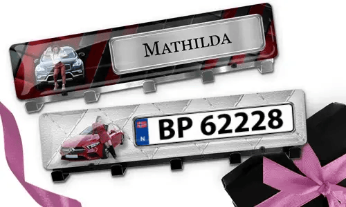 Porte-clés de luxe avec voiture/photo et plaque d'immatriculation pour toi-même