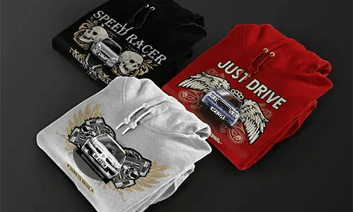 Hoodie-design med bilsiluet