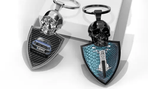 Skull Keychain with Car