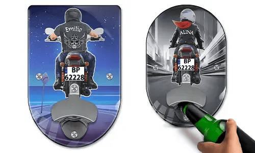 Flaskeåbner til væg Motorcykel Navn