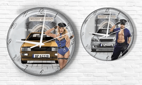 Wanduhr Polizei Design