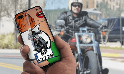 personalisierte handyhülle mit Motorradsilhouette auf dem Motorrad Hintergrund handyhülle personalisieren
