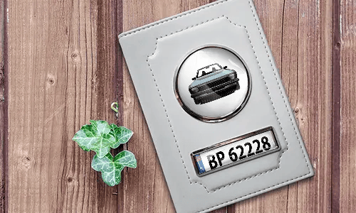 Car documents holder white with yellow car