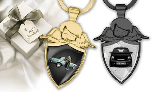 Personalised angel keychain shield - gift for your grandpa