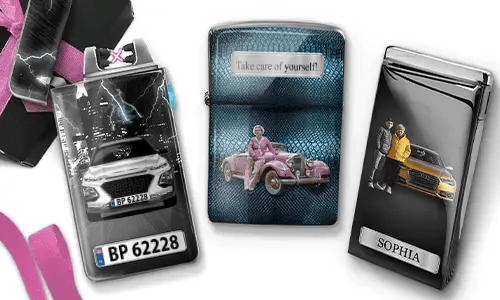 personalisiertes feuerzeug in drei Varianten feuerzeug selbst gestalten