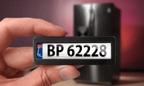 license plate magnet in hand