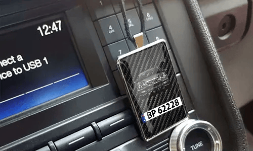 Rear view mirror trailer with white cars