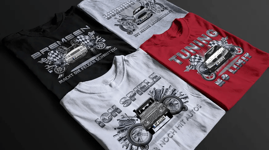 shirt tuning in vier verschiedenen Farben t shirt tuning