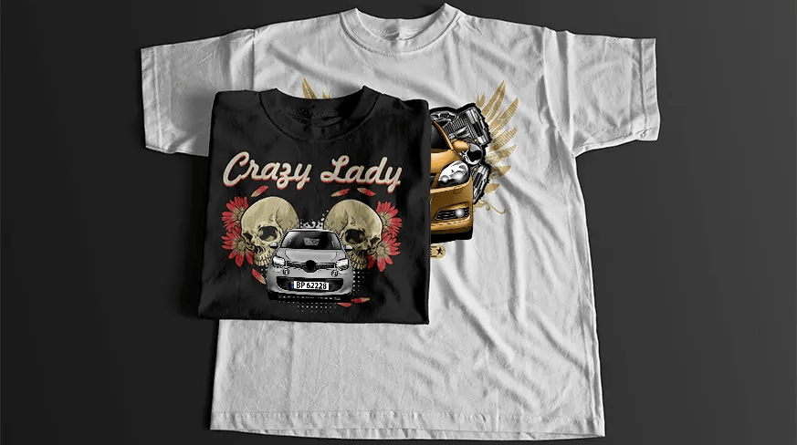 T-shirt med bild av bil