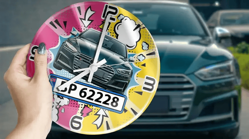 Wanduhr Comic - Autosilhouette